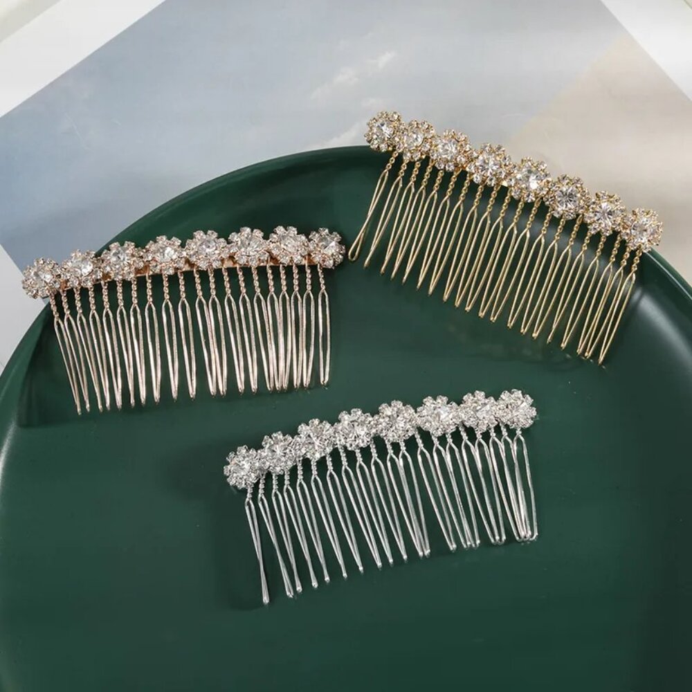 New  Women's Lady Solid Color Metal Plating insert Comb